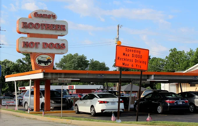 Gene's Root Beer and Hot Dogs banner